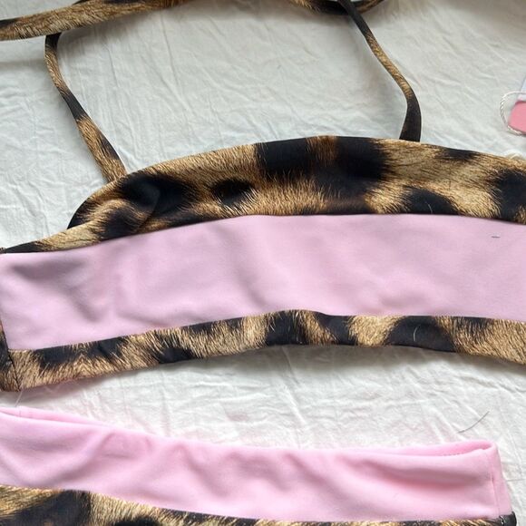 PQ PILYQ Girls 2 leopard print and pink 2 piece - Picture 3 of 5